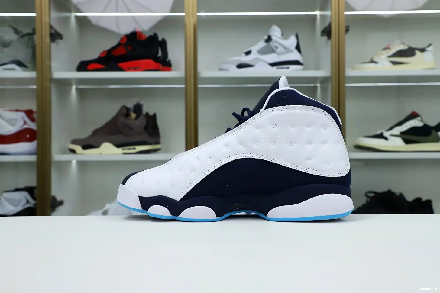 WHITE JORDAN POWDER BLUE Kimikick 414571-144 RETRO AIR 13 OBSIDIAN 0524